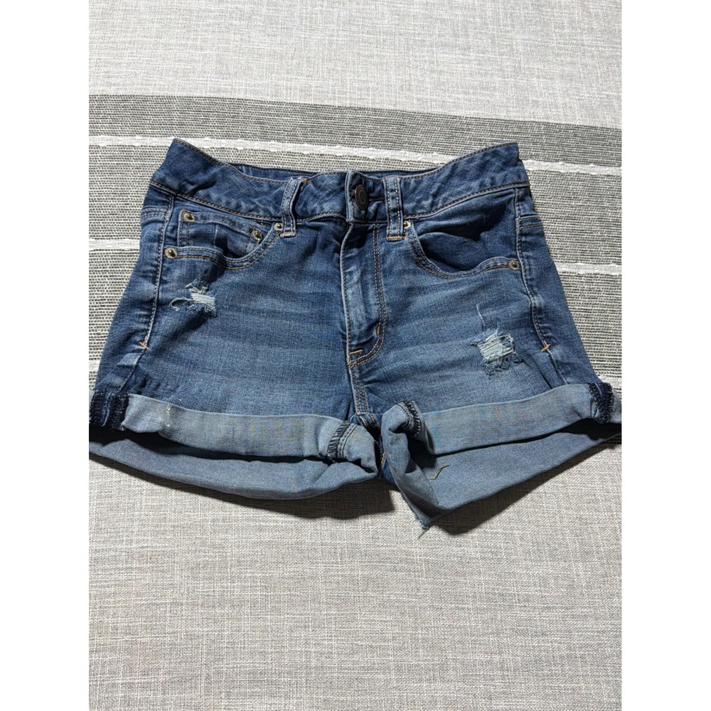American Eagle Outfitters Women's‎ Denim Jean Shorts Distressed Cuffed Size 2